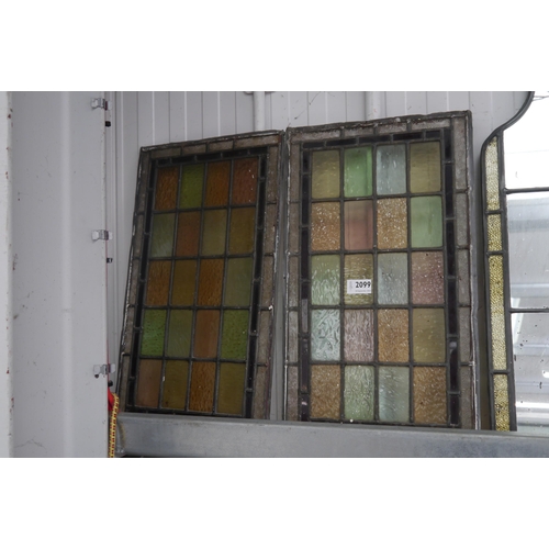 2099 - A pair of Victorian stained leaded glass windows