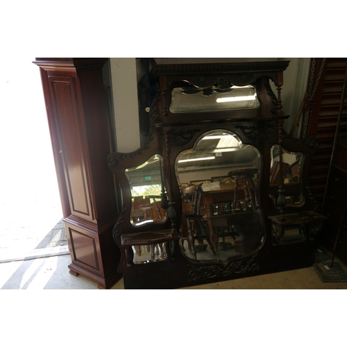 2116 - A Victorian mahogany overmantle mirror