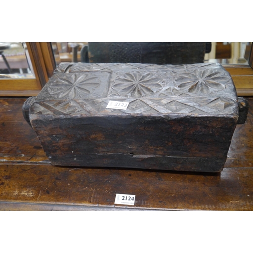 2123 - A carved hardwood spice box