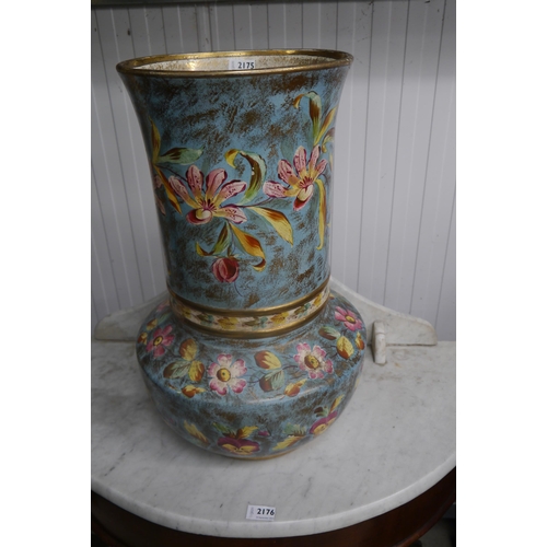 2175 - A large gilt and floral vase