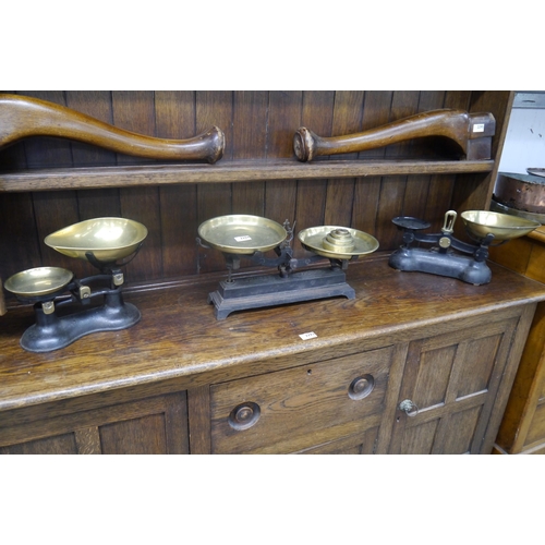 2294 - Three cast and brass shop scales