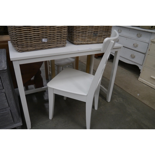 2317 - A white painted side table with matching painted chair (2)