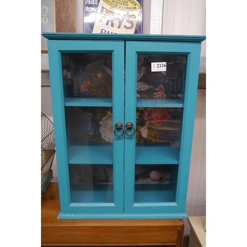 2336 - A blue painted glazed wall cabinet