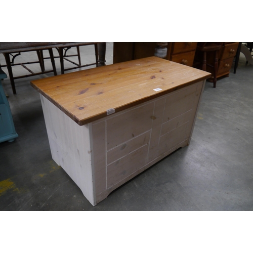 2378 - A modern pine blanket box, painted base