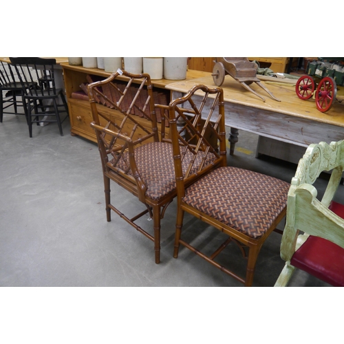 2387 - Two faux bamboo chairs