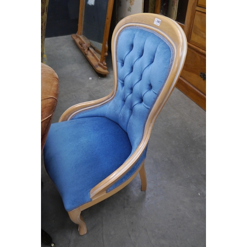 2403 - A Victorian style nursing chair with blue upholstery