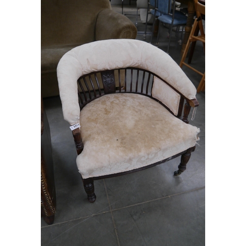 2413 - A Victorian tub arm chair for re upholstery