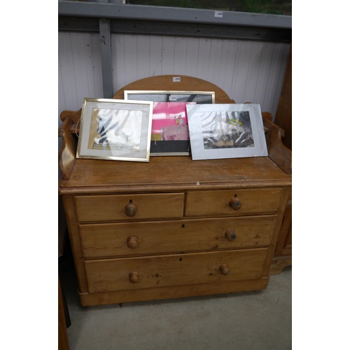 2436 - A Victorian pine two over two drawer wash chest