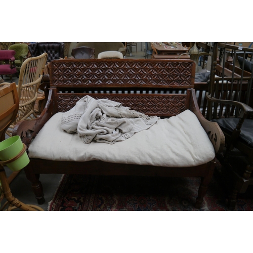 2494 - A Lombok furniture teak daybed sofa, arm a/f