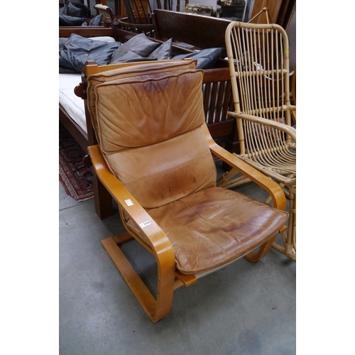 2508 - A pair of Ikea bentwood armchairs, leather upholstery