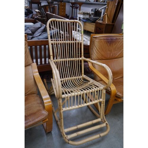 2509 - A mid Century bamboo rocking armchair