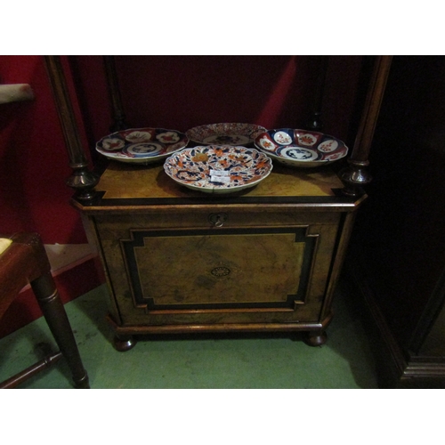 4073 - A mid-Victorian figured walnut and ebonised crossbanded cabinet with three quarter brass balustrade ... 