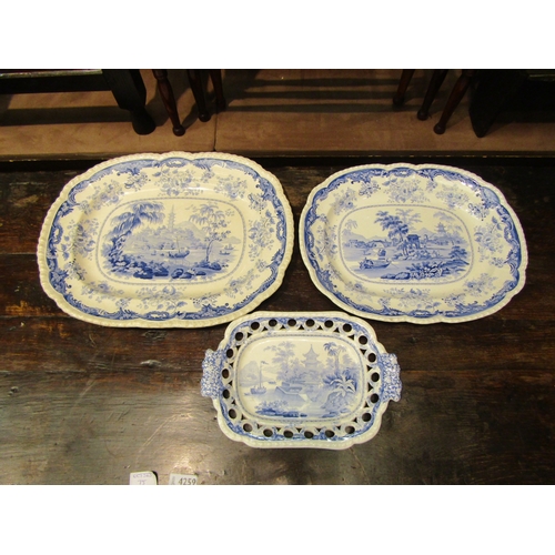 4263 - Two graduated blue and white Opaque china 