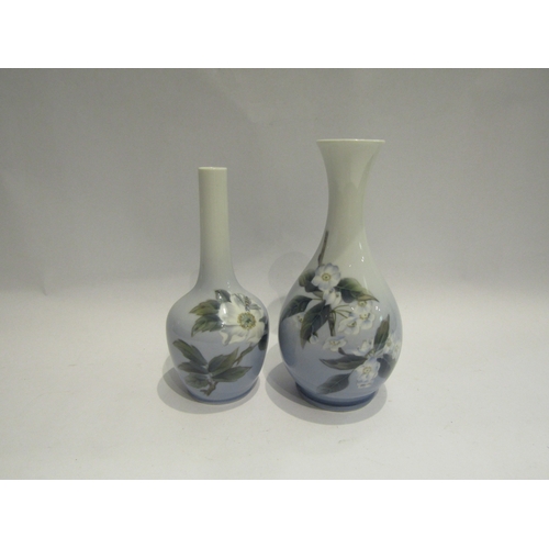 4483 - Two Royal Copenhagen vases with floral design, 19.5cm and 21.5cm tall