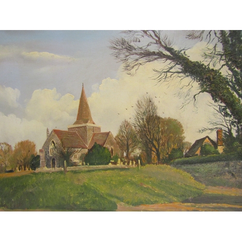 4495 - L.G. COXHEAD: Two oils on canvas panels of Alfriston scenes, Church and Milton Street farm, both fra... 