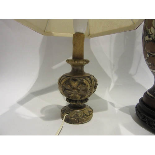 4512 - Two table lamps including large ceramic example on carved base