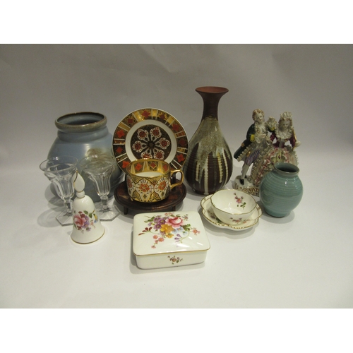 4515 - A selection of ceramics to include Studio Pottery style vases and two cordial glasses (10)