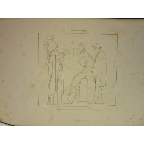 4069 - An oblong folio volume of John Flaxman's Outlines, days of Hesiod, engravings dated 1816-17, plus on... 