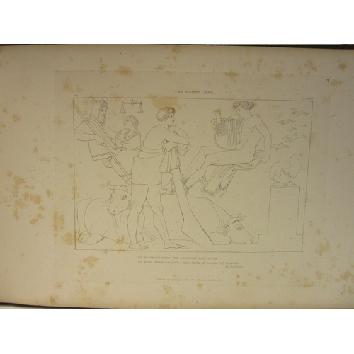 4069 - An oblong folio volume of John Flaxman's Outlines, days of Hesiod, engravings dated 1816-17, plus on... 