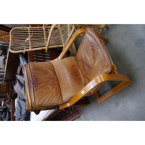 2508 - A pair of Ikea bentwood armchairs, leather upholstery