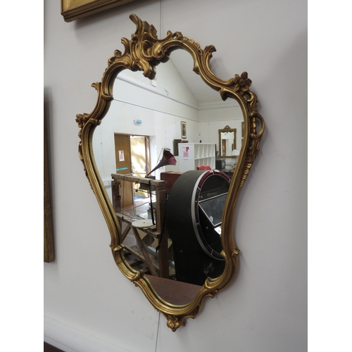 6066 - A 21st Century rococo style wall mirror, 97cm x 64cm