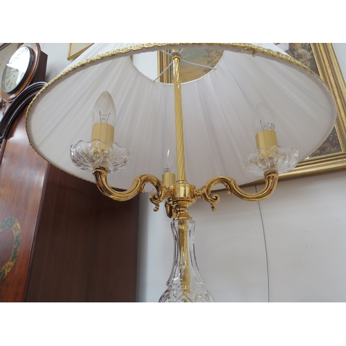 6103 - A pair of late 20th/early 21st Century Italian ceiling lamps with glass and ormolu stems to grey mar... 