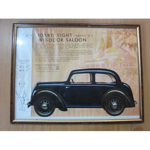 5008 - A framed and glazed print of a 1926 Amilcar, a framed and glazed Morris eight advertisement and a fr... 