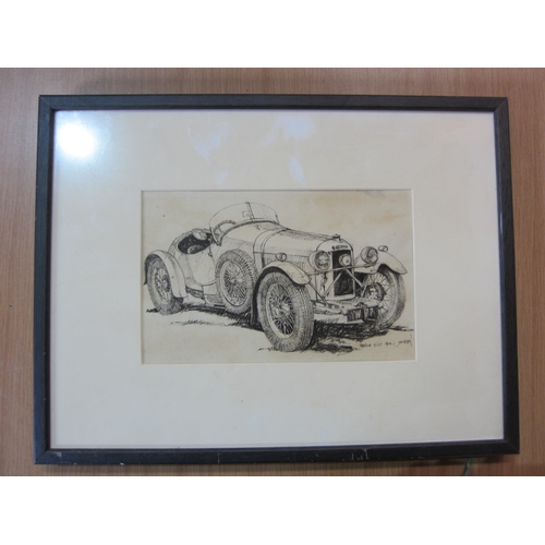 5008 - A framed and glazed print of a 1926 Amilcar, a framed and glazed Morris eight advertisement and a fr... 