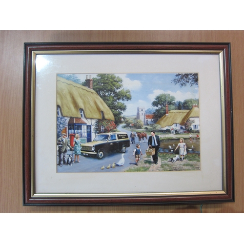 5008 - A framed and glazed print of a 1926 Amilcar, a framed and glazed Morris eight advertisement and a fr... 