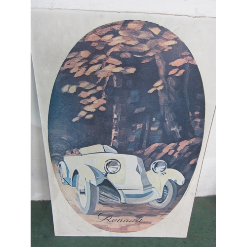 5010 - A Renault advertising poster mounted to board And three various prints