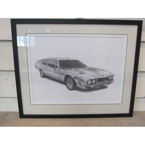 5012 - ALAN STAMMERS: Framed and glazed print of a Lamborghini Espada.  Frame size 61cm x 50cm