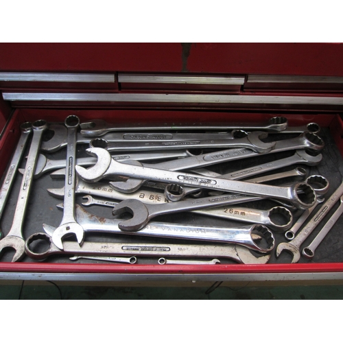 5034 - A mechanic's tool box containing mixed tools including spanners by King Dick and Britool, etc