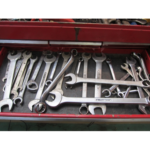 5034 - A mechanic's tool box containing mixed tools including spanners by King Dick and Britool, etc