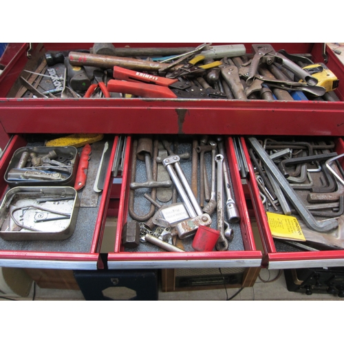 5034 - A mechanic's tool box containing mixed tools including spanners by King Dick and Britool, etc