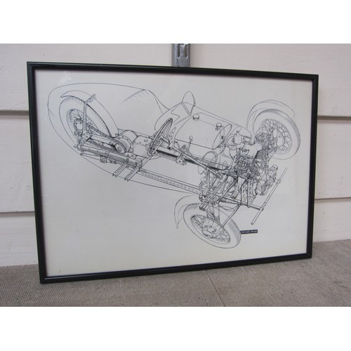 5106 - Three Ivan Clark (B.A. NDD. M.I. MECH. E.) prints: A Morgan three wheeler dated Jan. 1982, radial ae... 