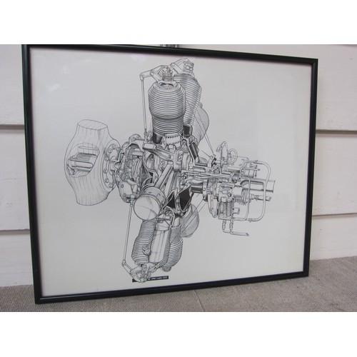 5106 - Three Ivan Clark (B.A. NDD. M.I. MECH. E.) prints: A Morgan three wheeler dated Jan. 1982, radial ae... 