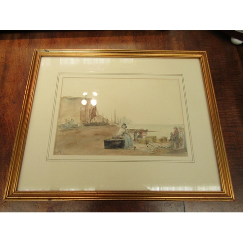 1043 - A 19th Century English School watercolour depicting beach/fishing scene, signed Hastings lower left,... 