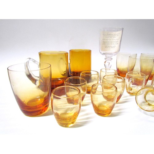 1319 - A collection of Whitefriars Amber glass drinking cups and tumblers.  Tallest 12cm (17)