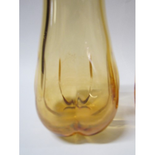 1323 - A Whitefriars 9376 lobed vase in amber, similar vase with bubble inclusions, 9286.  A 9859 in Gold F... 