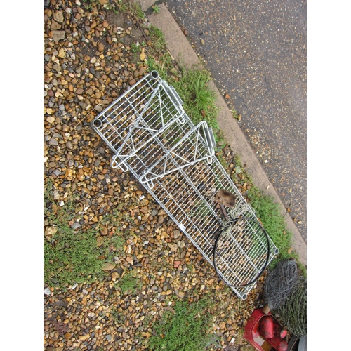 3260 - A galvanised metal shelf and brackets anda basketball hoop