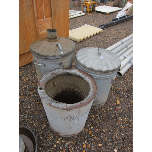 3372 - Three galvanised dustbins