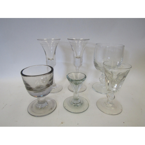 1394 - Six Georgian glasses including pair of etched gin glasses