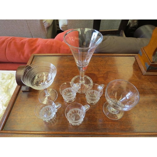 1474 - Seven Victorian and later glasses including custard cups, rummer, champagne and ale