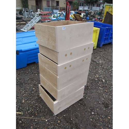 3487 - Six wooden storage drawers