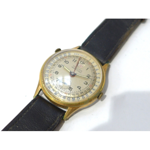 6402 - A Brevet Pallas Ancre 17 Rubis wristwatch with day and month to outer dial