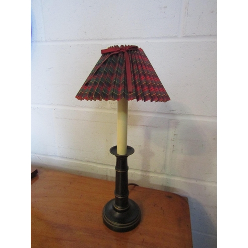 1017 - A pair of Laura Ashley ebonised table lamps with tartan shades