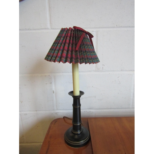 1017 - A pair of Laura Ashley ebonised table lamps with tartan shades