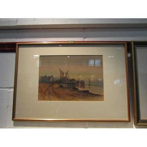 1033 - ANTHONY CRAKE: A watercolour of harbour scene, wherries and fishermen, signed lower right, framed an... 