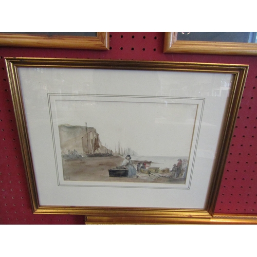 1043 - A 19th Century English School watercolour depicting beach/fishing scene, signed Hastings lower left,... 