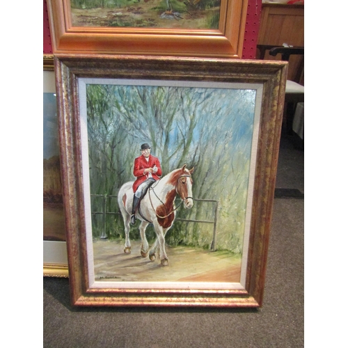 1044 - JOHN CONSTABLE REEVE (1929): An acrylic of horse and rider, signed lower-left, 56cm x 43.5cm image s... 